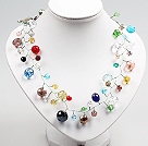 Multi perles de cristal couleur Crochet Collier Fil