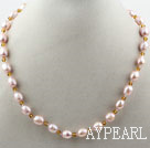 Classic Design 8-9mm Light Purple Freshwater Pearl and Small Yellow Crystal Necklace