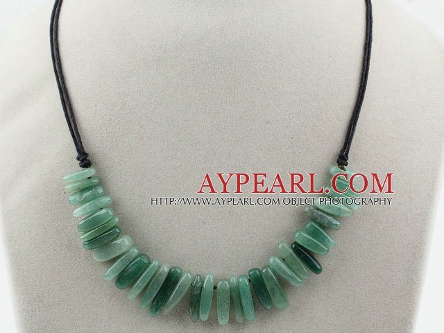 Simple style collier de longues dents Aventurine Forme avec du fil noir