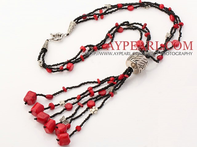 Assortert Red Coral Y Shape Necklace