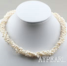 3-4mm d'eau douce White Pearl Necklace Twistted