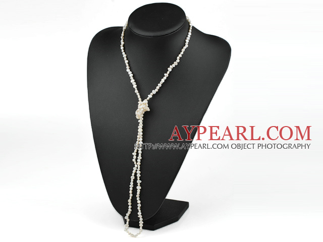41 inches 3-4mm white pearl long style necklace