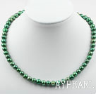 8-9mm Clasic Peacock Green Round Freshwater Pearl Beaded Necklace