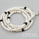 Hvit Freshwater Pearl Crystal Glass Chain