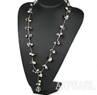Verschiedene weiße und rosa Süßwasser-Perle und Schwarz Kristall Halskette Y-Form
