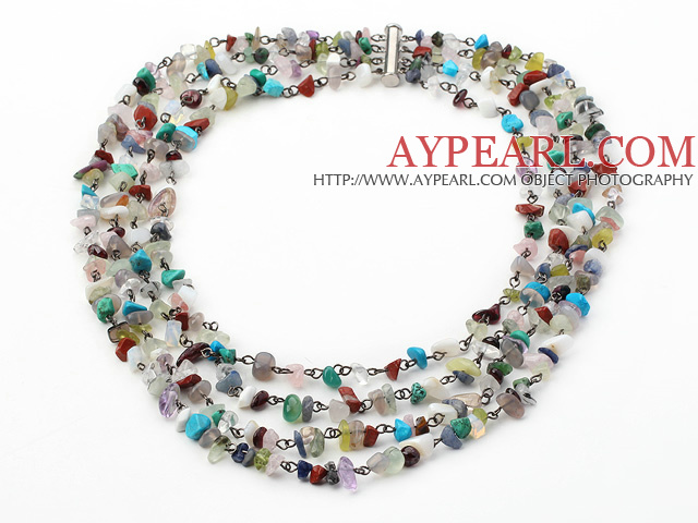 Quatre volets assortis Collier Pierre Multi avec glisser le fermoir