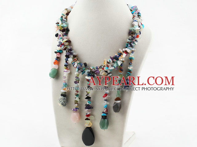 Assortiment de collier multi Pierre Multi Color avec Tassel Pierre