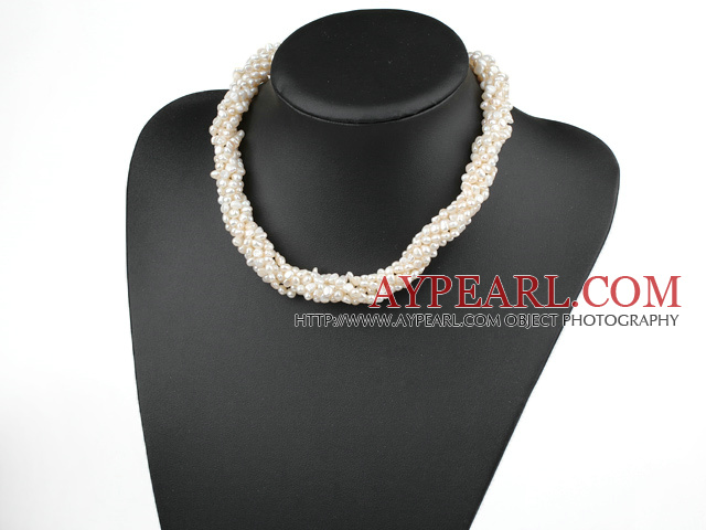 white pearl multi strand 4mm alb perla componenta multi necklace colier