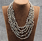 Elegant Five Layer Natural Grey Rebirth Pearl Crystal Party Necklace