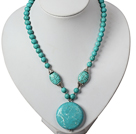 Collier turquoise avec Forme Ronde Turquoise Pendentif 