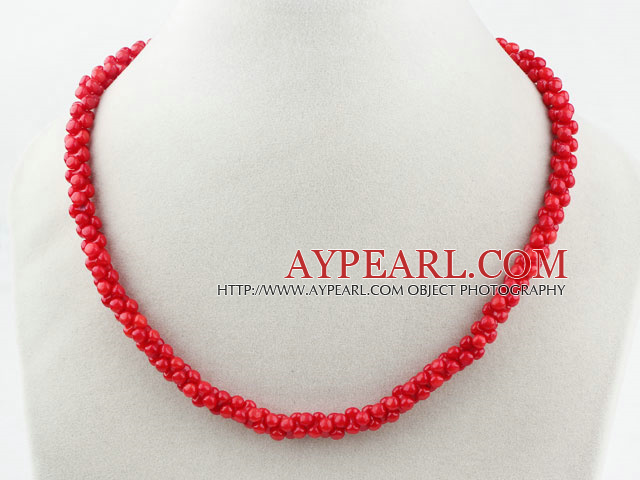 Digital 8 Shape Red Coral Necklace with Lobster Clasp