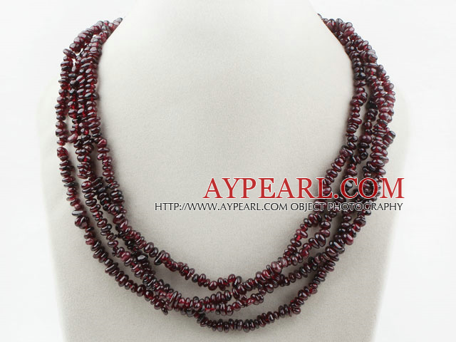 Two Long Strands Fillet Garnet Necklace ( no clasp can be worn in different designs)