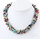 Multi Function Mixted Chip Stone Necklace With Lock Closure, Sweater Necklace