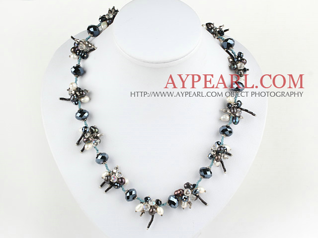 gorgeous pearl and crystal necklace with moonlight clasp