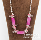 23,6 pouces blanc perle d'eau douce et rose collier en cristal agate