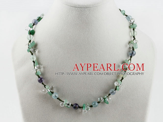 crystal aventurine and rainbow flourite necklace