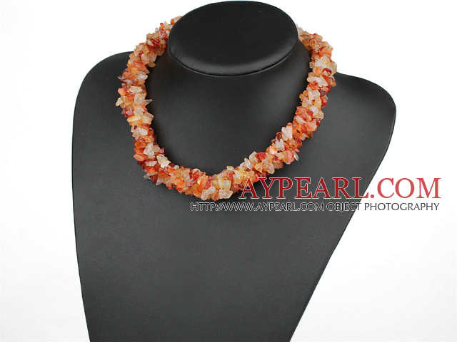 Fashion Multi Function Long Style Chipped Red Agate Strands Necklace, Y Shape Sweater Necklace
