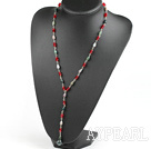 Rote Kristall und Achat Halskette Y-Form