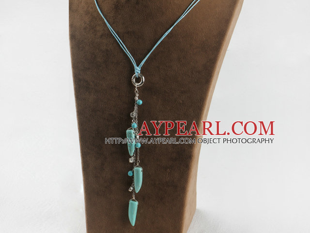 simple style horn shape turquoise pendant necklace