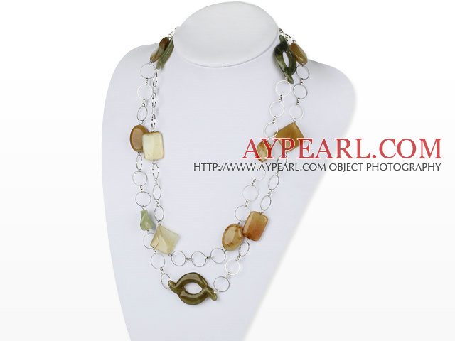 assorted three colored jade long necklace