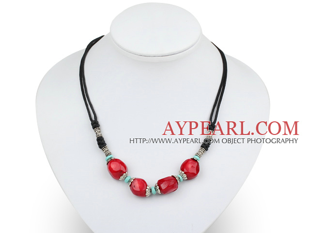 red coral turquoise necklace with extendable chain
