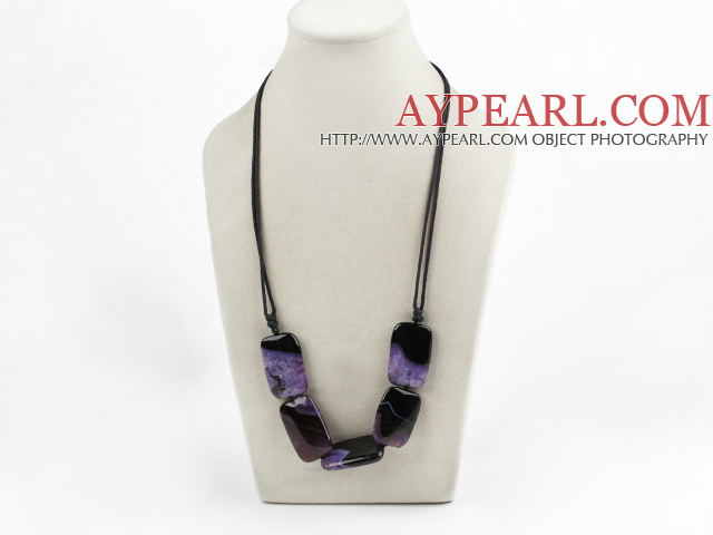 violet foncé agate collier de pierre cristallisée