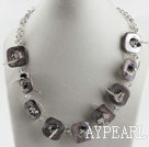 single strand gray crystal and shell necklace