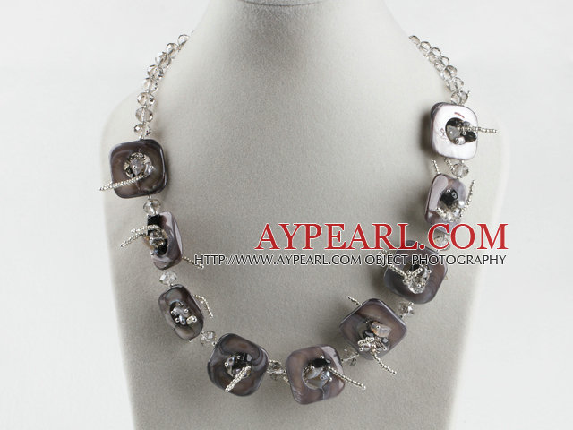 simple brin et gris cristal collier de coquillages