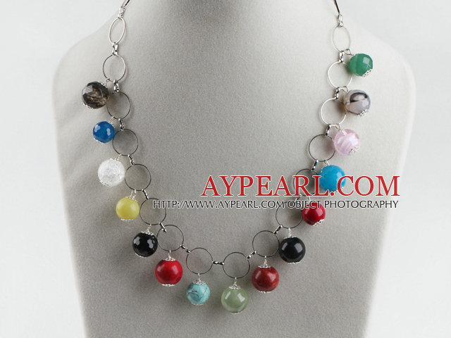 assorted multi color gemstone necklace(random color)