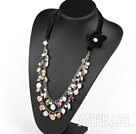 Verschiedene Multi Color Coin Pearl mit Metall-Kette und Black Cord (No Schließe)