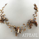 Brown Multi Seria Suvite forma dintilor colier de perle
