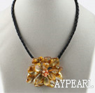 Single Piece Orange Pearl Shell Flower Necklace