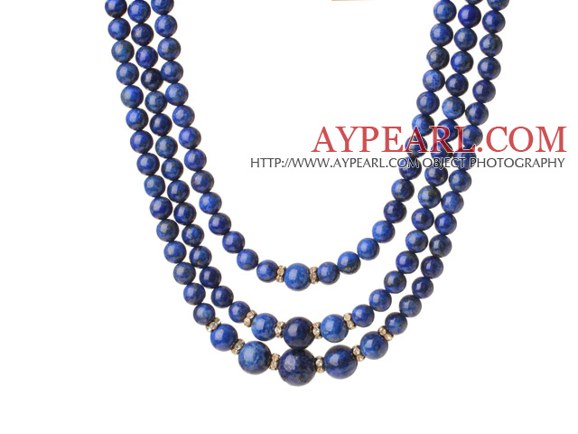 Trendy κομψό στυλ Τρεις Layer Γύρος Lapis Beaded κολιέ