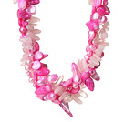 Populaire de Nice Twisted Peach Nacre Rose Quartz et collier en cristal synthétique avec fermoir Moonight