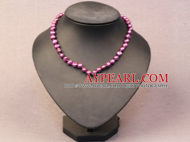 Einfache Trendy Stil Natur Deep Purple Kartoffel-Perlen-Halsketten