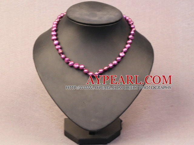 Enkelt trendy stil Natural Deep Purple Potato Pearl Necklace