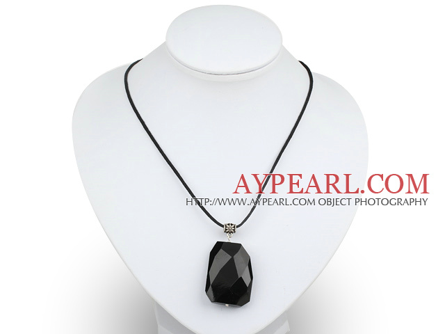 simple and fashion black agate pendant/necklace with extendable chain