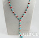 Y shape turquoise and blood stone necklace