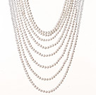 Wholesale New Gorgeous Multi Layer Round White Pearl and Manmade Crystal Beads Party Necklace