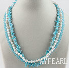 moda trei strand alb perla de cristal albastru şi coral colier