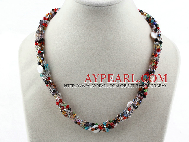 Verschiedene Multi Strand Multi Color Kristall Halskette mit Monnlight Schließe