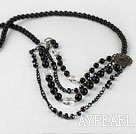 multi strand favourite black agate and clear crystal necklace