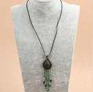 Wholesale New Design Black Agate and Crystal and Olive Jade Necklace with Lobster Clasp