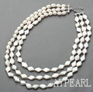 Blanc Série trois volets Rhombus Forme Renaissance collier de perles