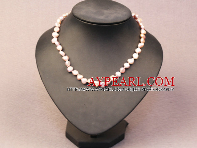 Simple Trendy Style Women Natural Pink Potato Pearl Necklace