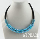 popular style 16.9 inches sea blue crystal beaded necklace 