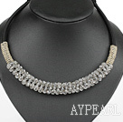 populaires style 16.9 pouces lumière perles de cristal collier gris