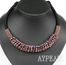 popular style 16.9 inches shinning purple crystal beaded necklace 