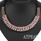 populär stil 16,9 inches babyrosa kristall pärlor halsband