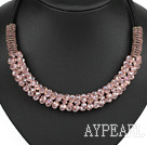 popular style 16.9 inches baby pink crystal beaded necklace 